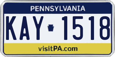 PA license plate KAY1518