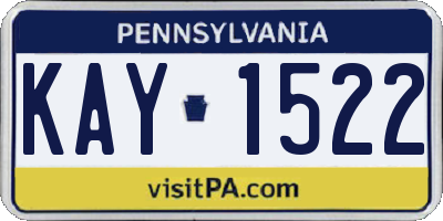 PA license plate KAY1522