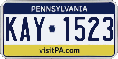 PA license plate KAY1523