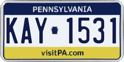 PA license plate KAY1531