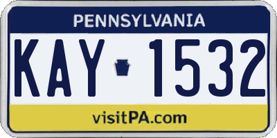 PA license plate KAY1532