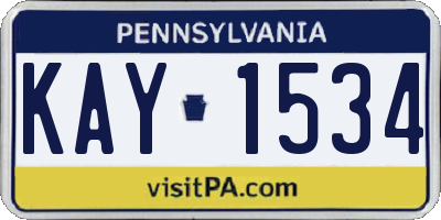 PA license plate KAY1534