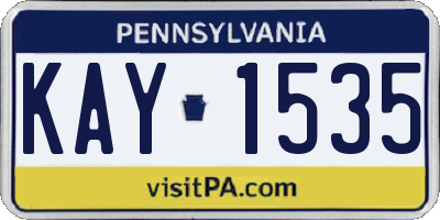 PA license plate KAY1535