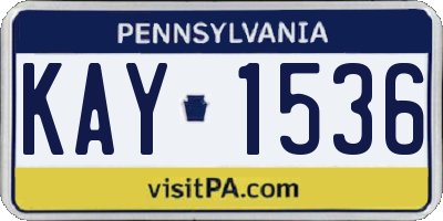 PA license plate KAY1536