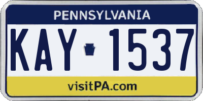PA license plate KAY1537