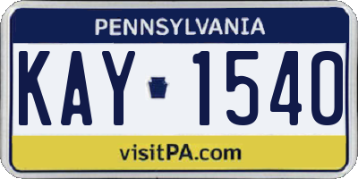 PA license plate KAY1540