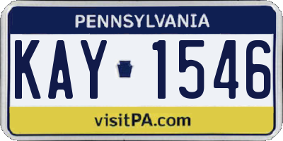 PA license plate KAY1546