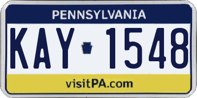 PA license plate KAY1548