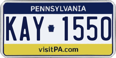 PA license plate KAY1550