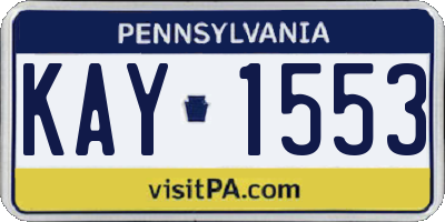PA license plate KAY1553