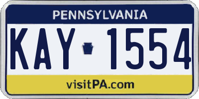 PA license plate KAY1554