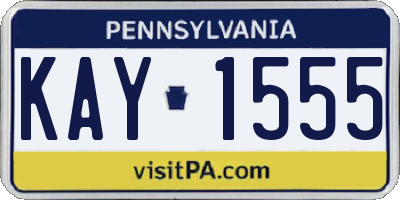 PA license plate KAY1555