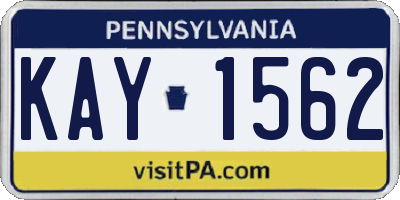 PA license plate KAY1562