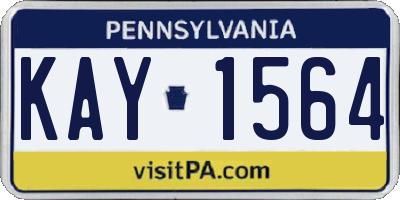 PA license plate KAY1564