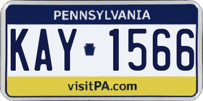 PA license plate KAY1566