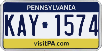PA license plate KAY1574