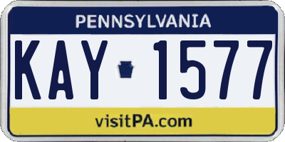 PA license plate KAY1577