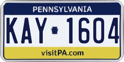 PA license plate KAY1604