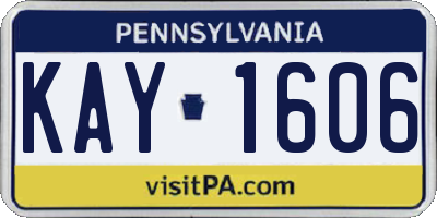 PA license plate KAY1606