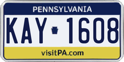 PA license plate KAY1608