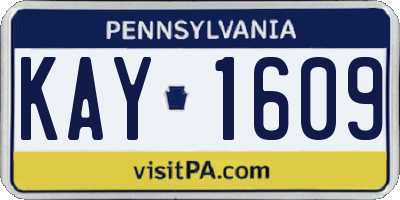 PA license plate KAY1609