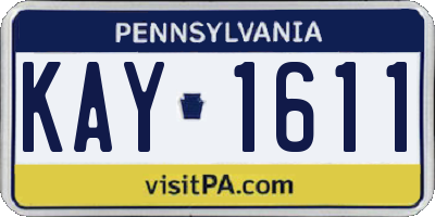 PA license plate KAY1611