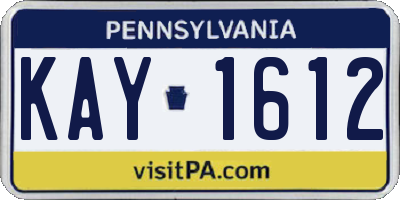 PA license plate KAY1612