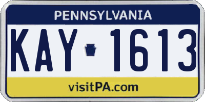 PA license plate KAY1613