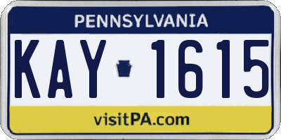 PA license plate KAY1615