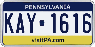 PA license plate KAY1616