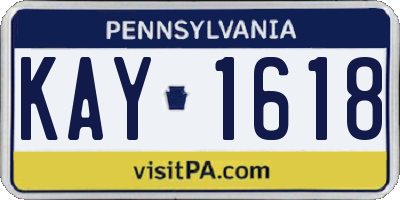PA license plate KAY1618