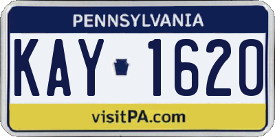 PA license plate KAY1620