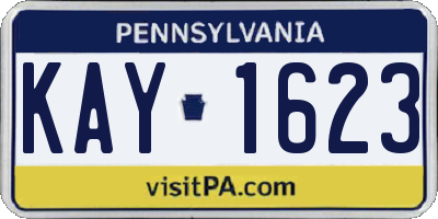 PA license plate KAY1623