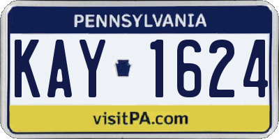 PA license plate KAY1624
