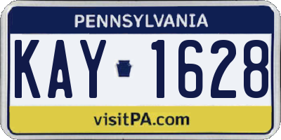 PA license plate KAY1628