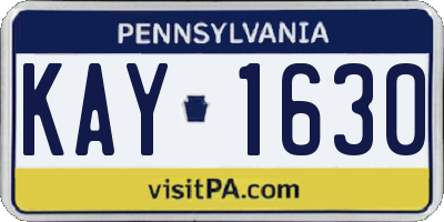 PA license plate KAY1630