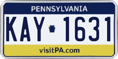 PA license plate KAY1631