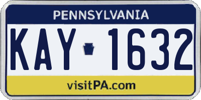 PA license plate KAY1632