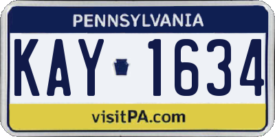PA license plate KAY1634