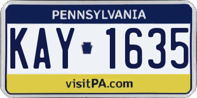 PA license plate KAY1635