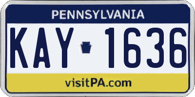 PA license plate KAY1636
