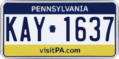 PA license plate KAY1637
