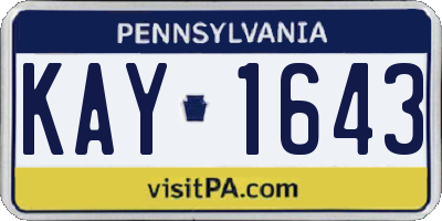 PA license plate KAY1643