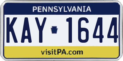 PA license plate KAY1644