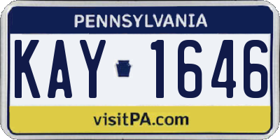 PA license plate KAY1646