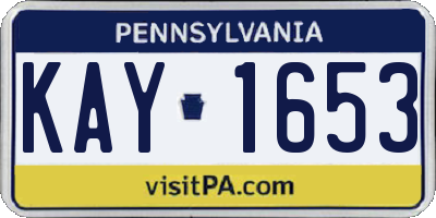 PA license plate KAY1653