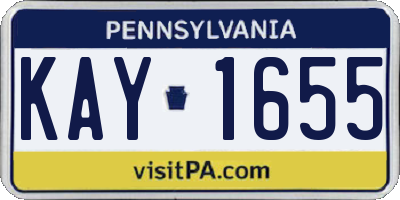 PA license plate KAY1655
