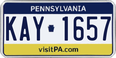 PA license plate KAY1657