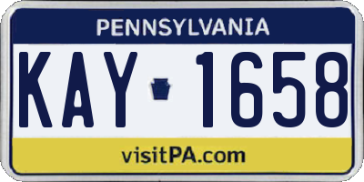 PA license plate KAY1658