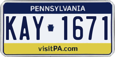 PA license plate KAY1671